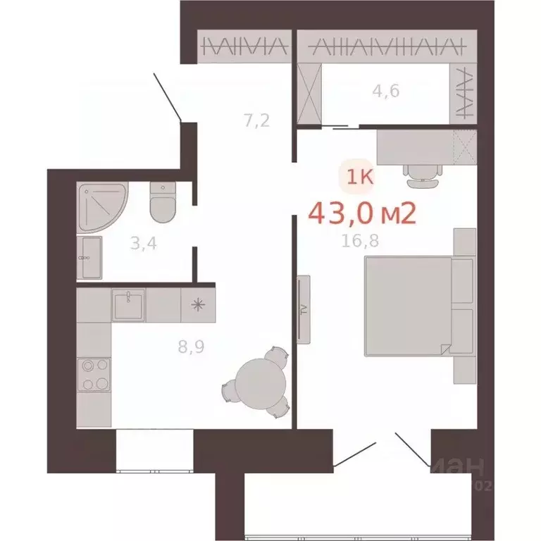 1-к кв. Алтайский край, Новоалтайск ул. Южсиба, 52А (43.0 м) - Фото 0