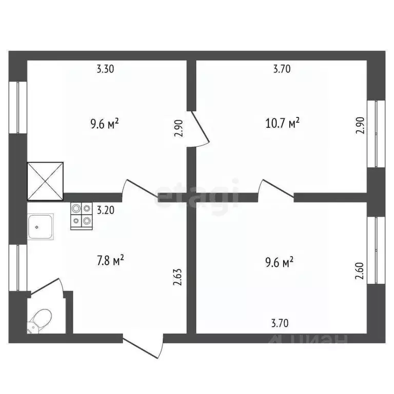 3-к кв. Самарская область, Самара ул. Фрунзе, 126 (37.9 м) - Фото 2