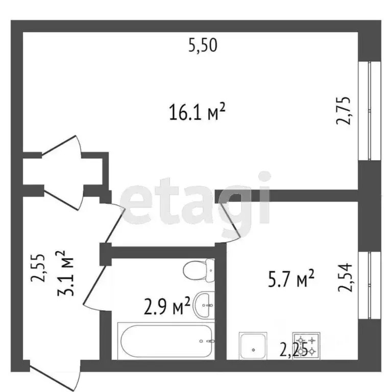 1-к кв. Тверская область, Тверь ул. Фадеева, 29 (30.2 м) - Фото 1