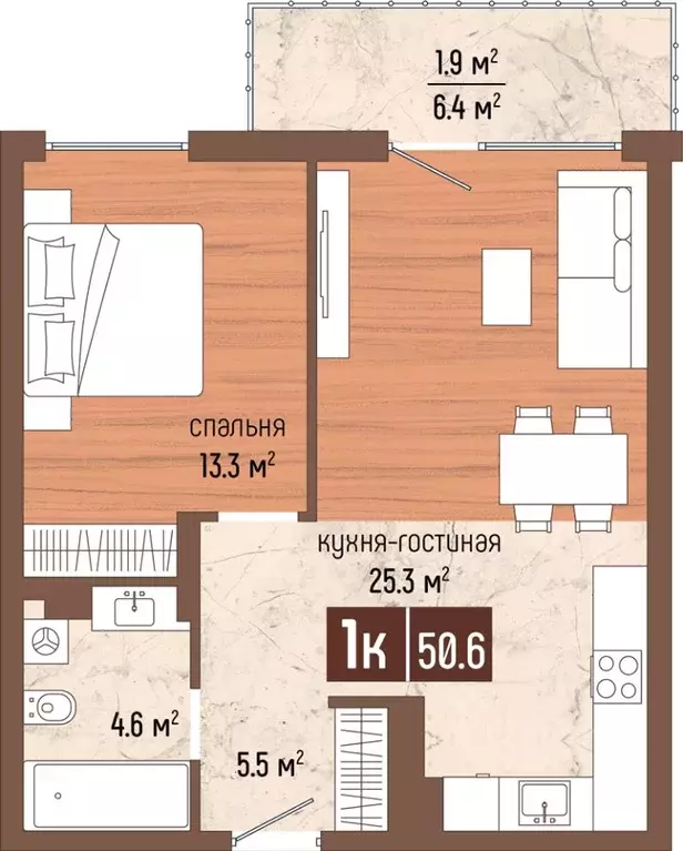 1-к кв. Калининградская область, Светлогорск Парковый жилой комплекс ... - Фото 1