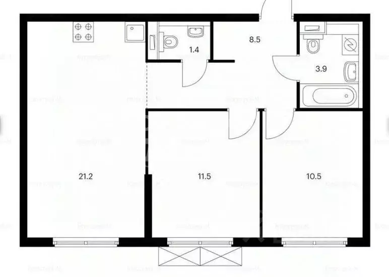 3-к кв. Москва ул. Поляны, 5Ак1 (56.9 м) - Фото 2