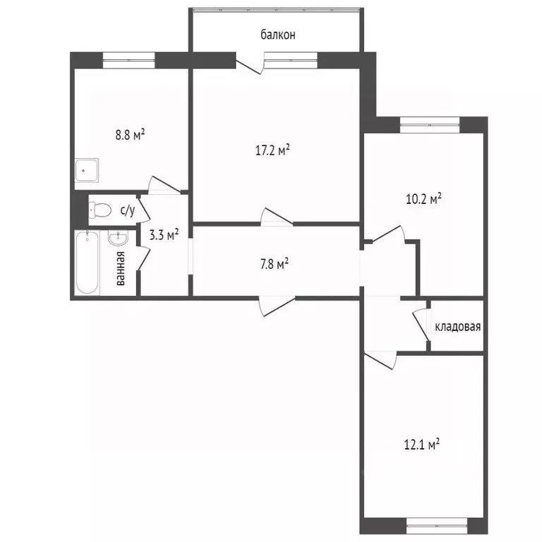 3-к кв. Красноярский край, Красноярск 9 Мая ул., 56 (68.5 м) - Фото 2