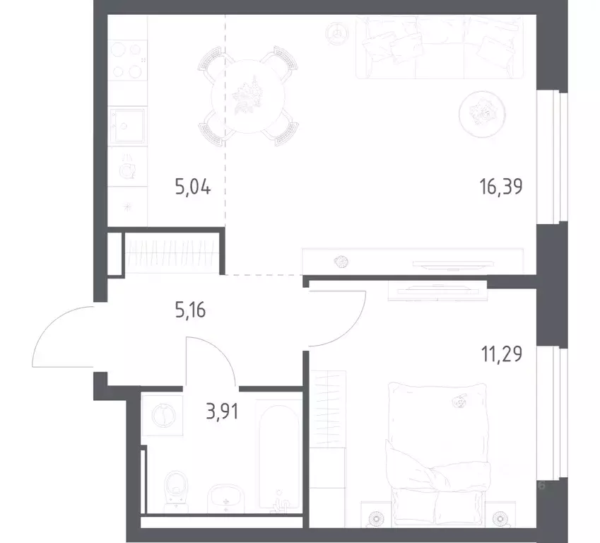 1-к кв. Московская область, Ленинский городской округ, Мисайлово пгт, ... - Фото 1
