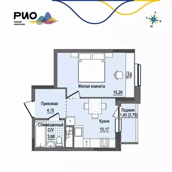 1-к кв. Удмуртия, Ижевск Воткинский жилрайон, Рио жилой комплекс, 2 ... - Фото 1