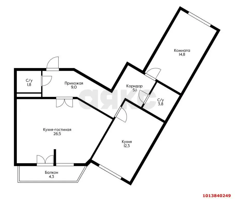 3-комнатная квартира: Краснодар, Домбайская улица, 55к6 (75.5 м) - Фото 0