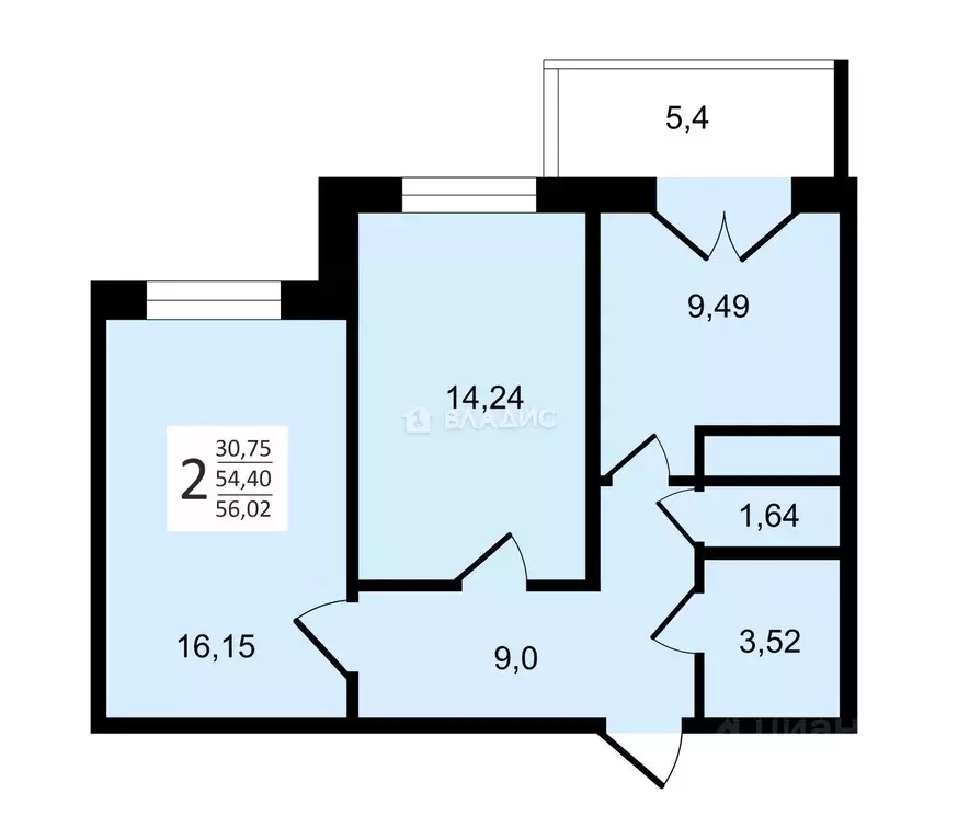 2-к кв. Вологодская область, Вологда Медуницинская ул., 11 (58.0 м) - Фото 1