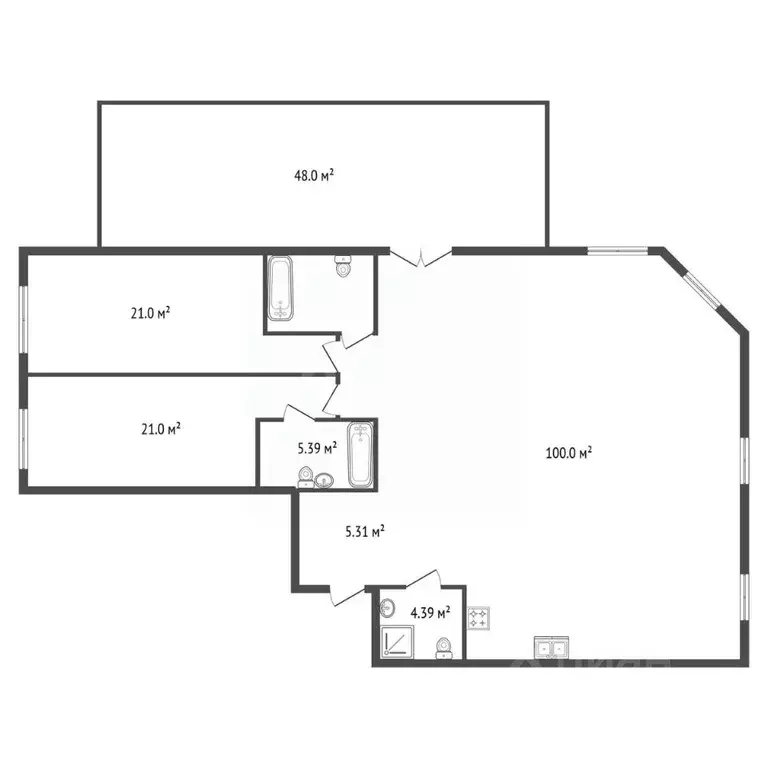 3-к кв. Санкт-Петербург проезд Петровская коса, 6к1 (172.0 м) - Фото 2