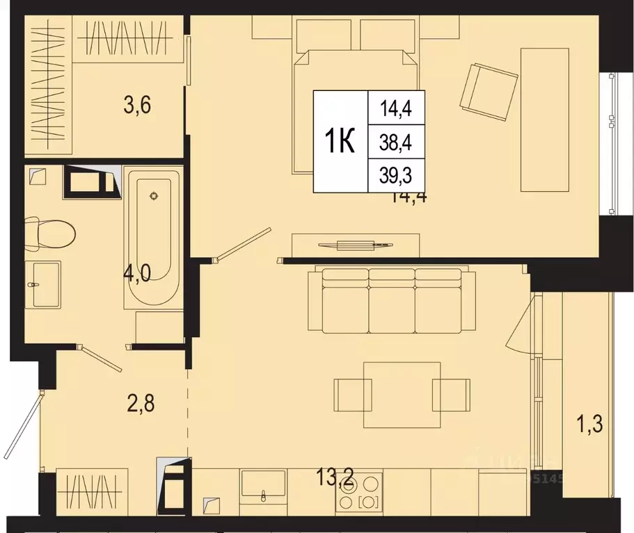 1-к кв. Московская область, Подольск городской округ, д. Борисовка ... - Фото 1