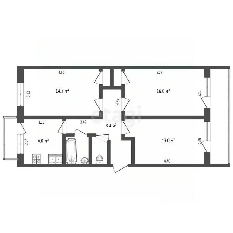 3-к кв. Вологодская область, Белозерск Советский просп., 31 (63.8 м) - Фото 1