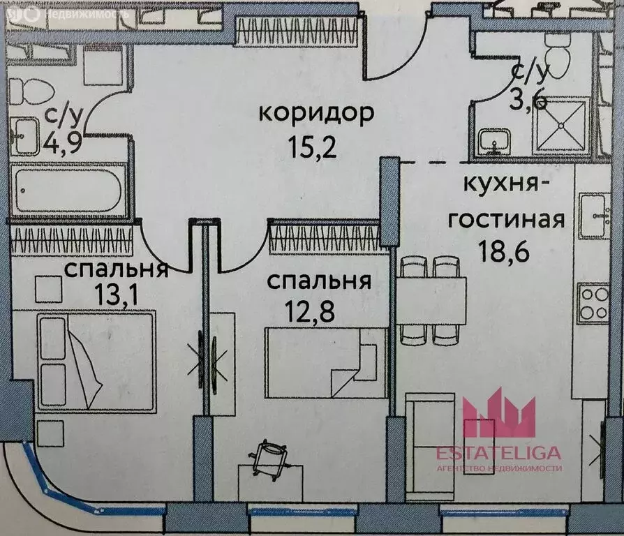2-комнатная квартира: Москва, улица Крузенштерна, 4 (67.7 м) - Фото 1