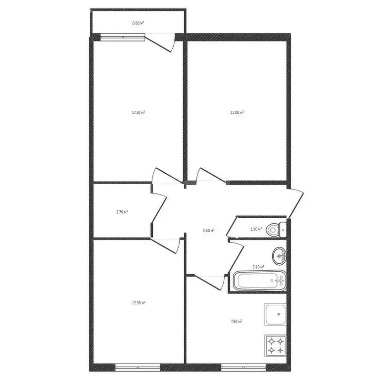 3-комнатная квартира: Брянск, переулок Кирова, 122 (62.7 м) - Фото 1