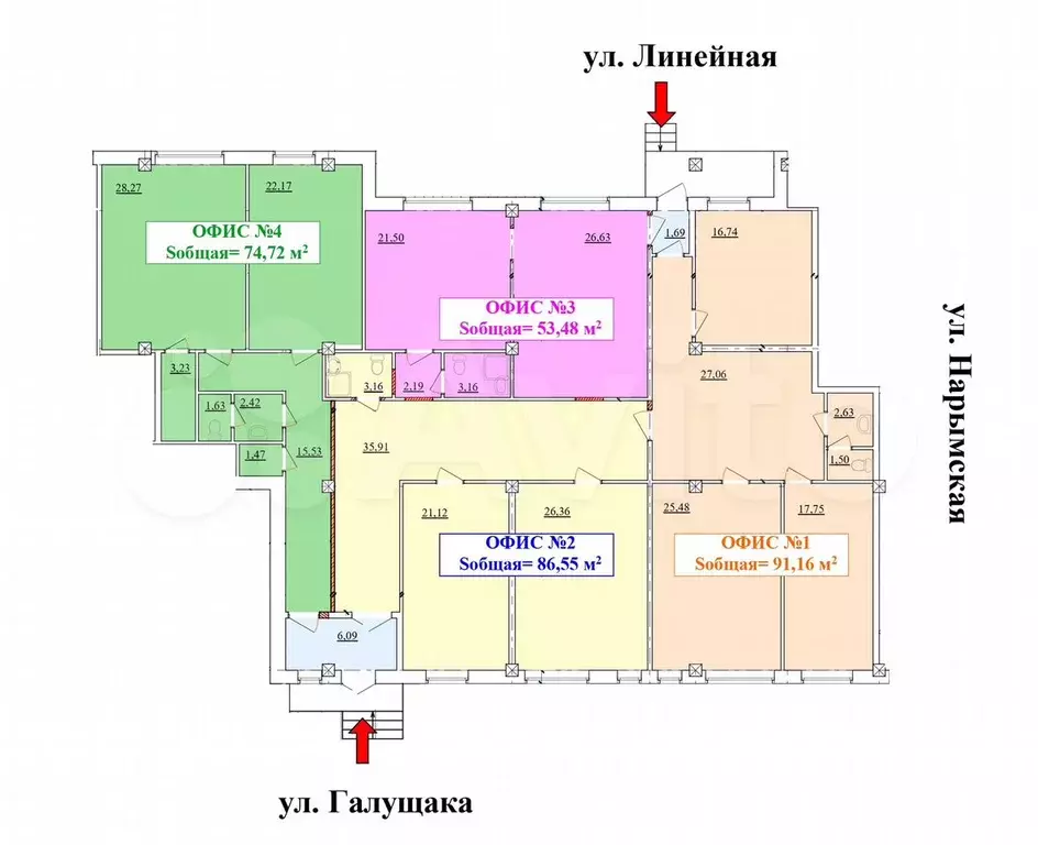Офис, 53.48 м - Фото 0