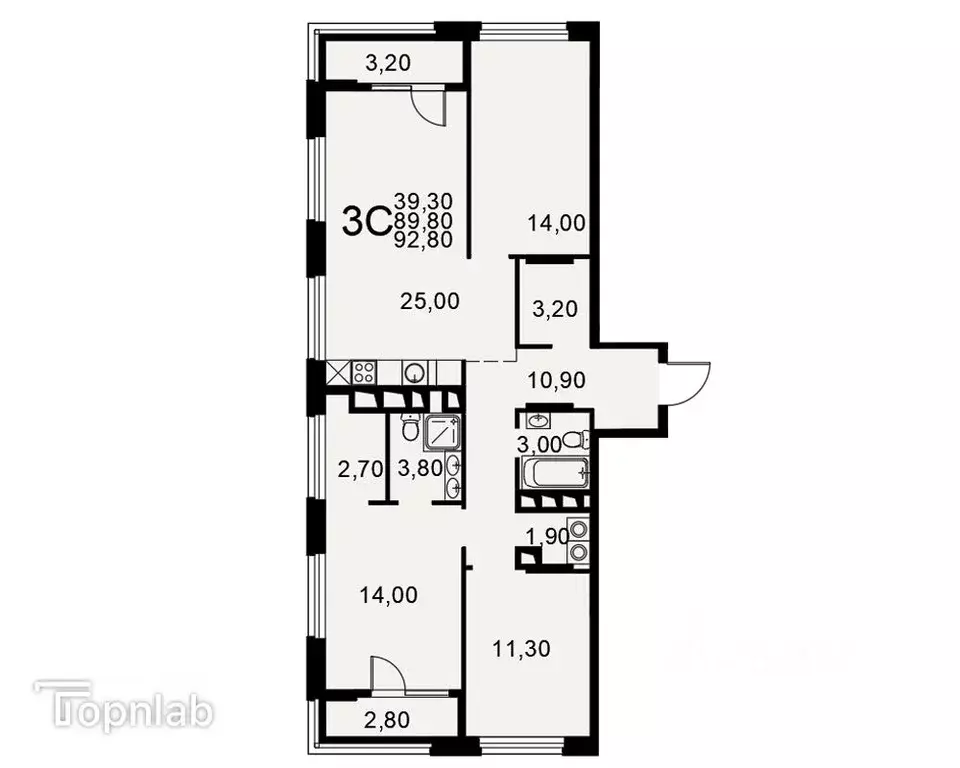 3-к кв. Рязанская область, Рязань Московское ш., 49к1 (92.8 м) - Фото 2
