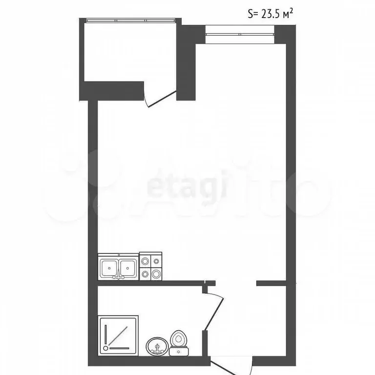 Квартира-студия, 23,5 м, 8/12 эт. - Фото 0