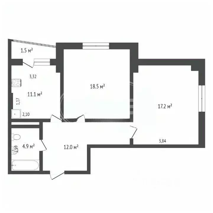 2-к кв. Калининградская область, Калининград Орудийная ул., 20Б (65.0 ... - Фото 1
