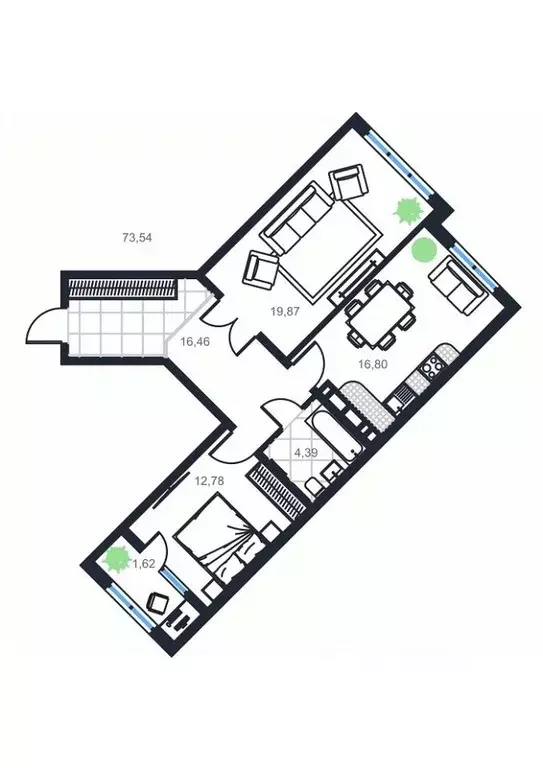 2-к кв. Дагестан, Каспийск просп. Акулиничева (73.54 м) - Фото 0