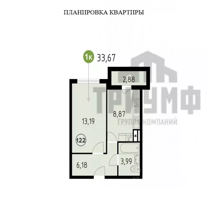 1-к кв. Нижегородская область, Кстово ул. Сутырина, 9 (33.67 м) - Фото 1