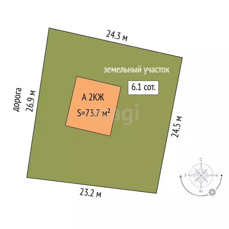 Дом в Тюмень, микрорайон Парфёново, улица Хусаинова (73.7 м) - Фото 2