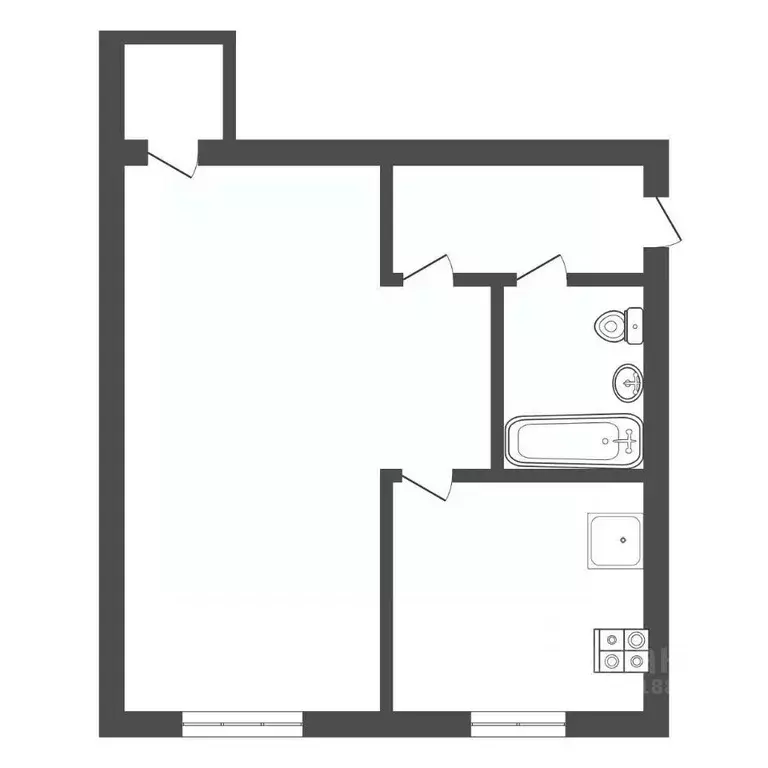 Студия Тульская область, Щекино Спортивная ул., 5 (31.0 м) - Фото 2