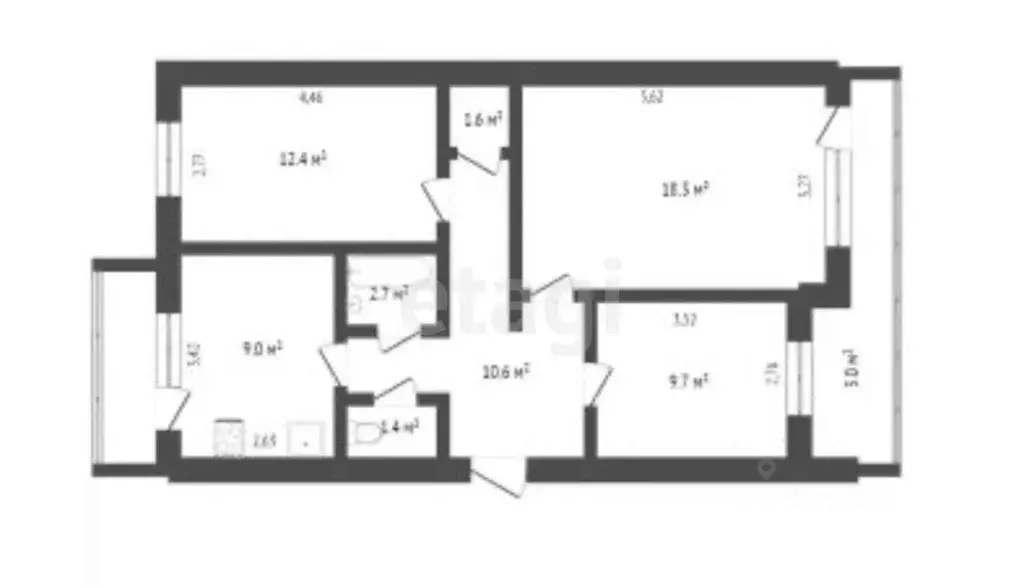 3-к кв. Севастополь ул. Генерала Хрюкина, 4 (70.4 м) - Фото 1