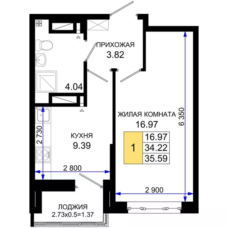 1-комнатная квартира: Ростов-на-Дону, Элеваторный переулок, 6/2Б ... - Фото 0