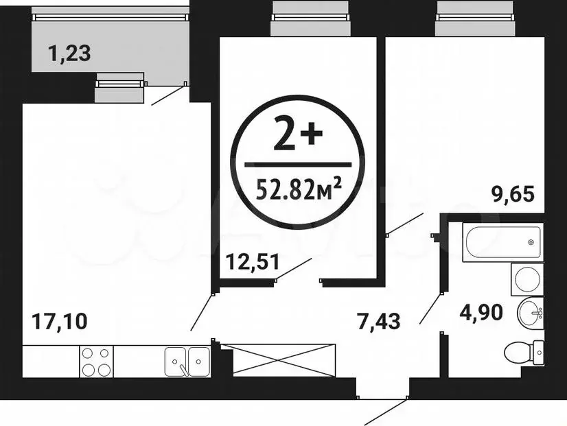 2-к. квартира, 52,8м, 7/8эт. - Фото 0