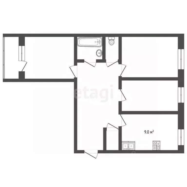 3-к кв. Костромская область, Кострома ул. Задорина, 8 (64.7 м) - Фото 1