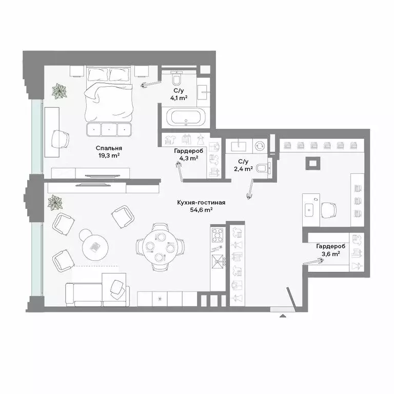 1-комнатная квартира: Москва, Ленинский проспект, 2 (87.9 м) - Фото 1