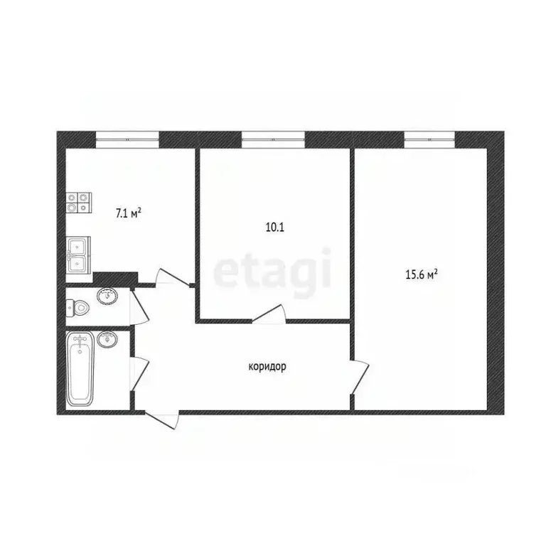 2-к кв. Ханты-Мансийский АО, Сургут ул. Мелик-Карамова, 47/1 (45.2 м) - Фото 1