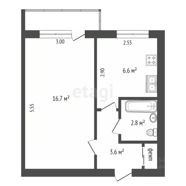 1-к кв. Саратовская область, Балашов ул. Орджоникидзе, 12А (30.3 м) - Фото 1