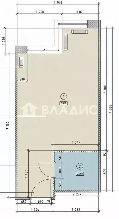 Студия Москва Ходынский бул., 2 (32.5 м) - Фото 2