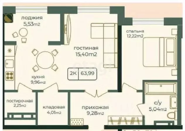 2-к кв. Дагестан, Каспийск просп. Акулиничева (63.99 м) - Фото 0