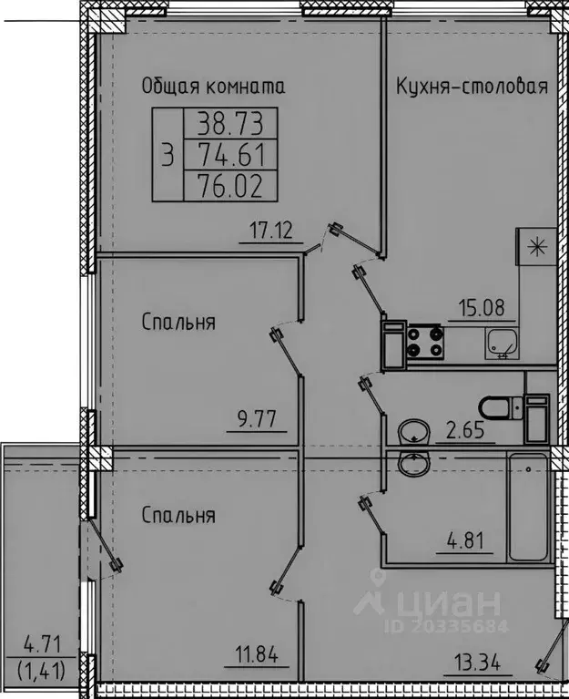 3-к кв. Пензенская область, Пенза ул. 65-летия Победы, 29 (75.0 м) - Фото 2