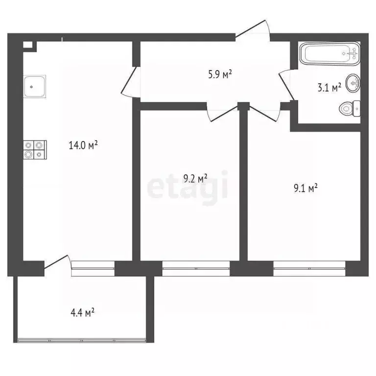 2-к кв. Вологодская область, Вологда Осановский проезд, 33 (43.5 м) - Фото 1