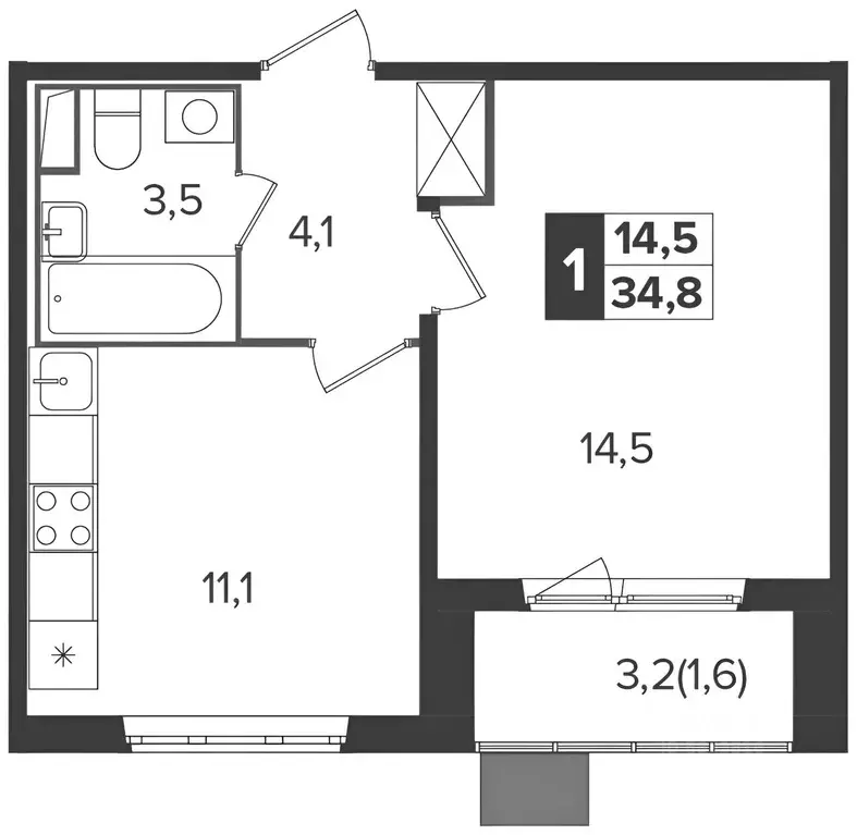 1-к кв. Московская область, Ленинский городской округ, пос. Битца ... - Фото 2