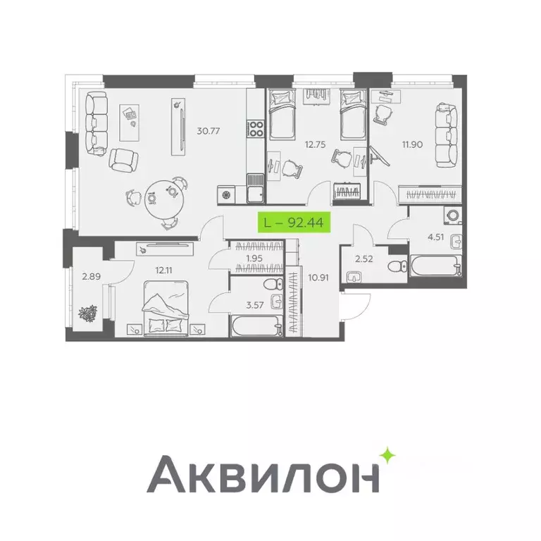3-к кв. Архангельская область, Архангельск Троицкий просп., 110 (92.44 ... - Фото 0