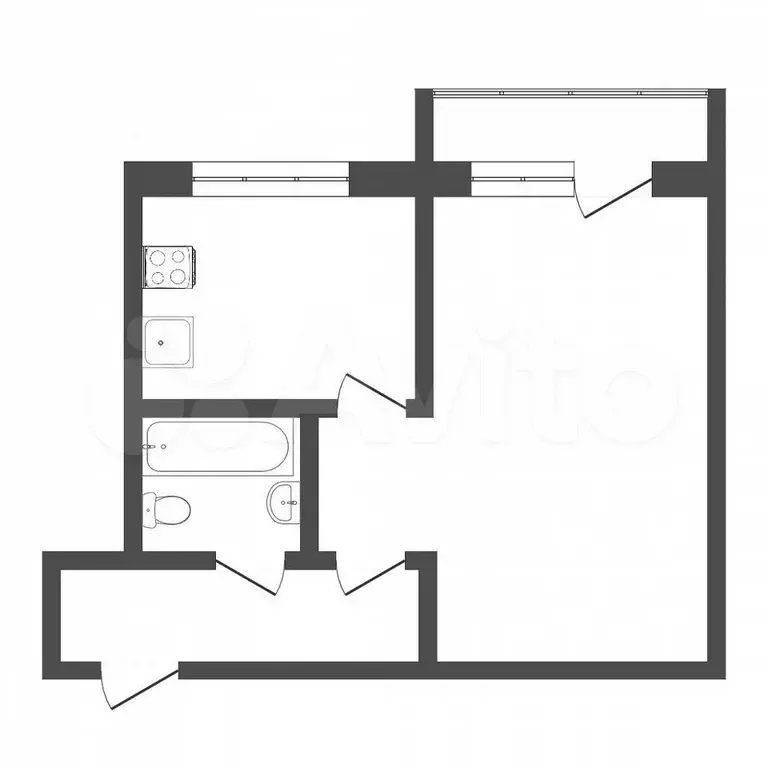 1-к. квартира, 31 м, 3/5 эт. - Фото 0