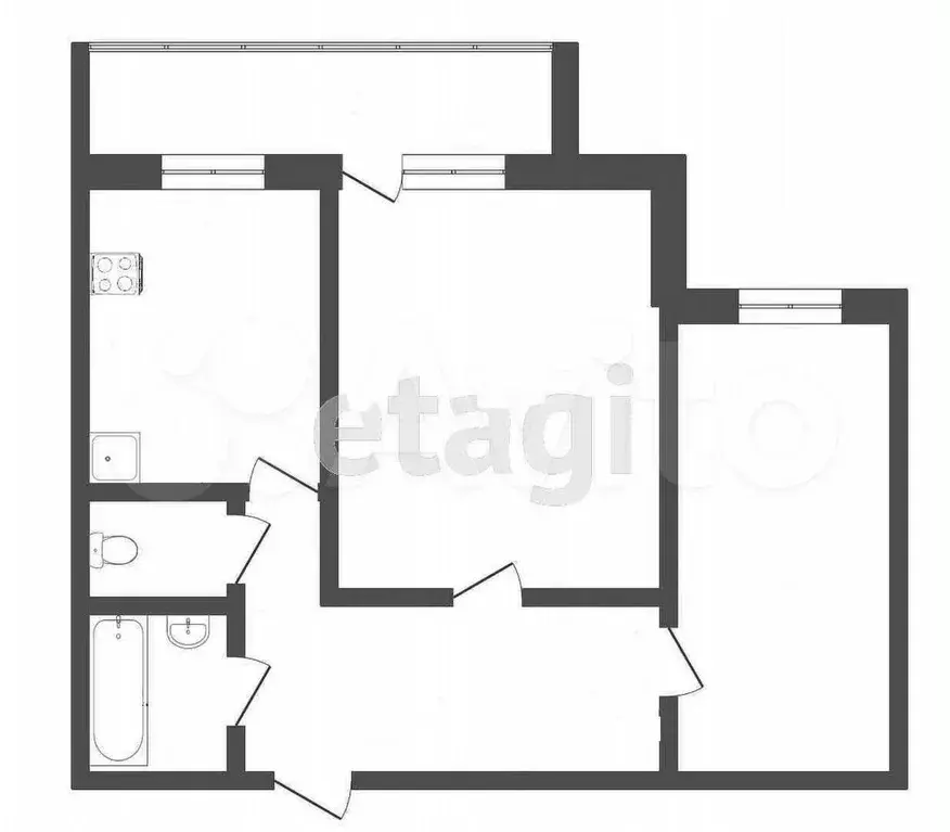2-к. квартира, 47,7 м, 2/10 эт. - Фото 0