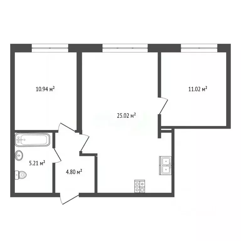 2-к кв. Тюменская область, Тюмень ул. Фармана Салманова, 15 (56.99 м) - Фото 2