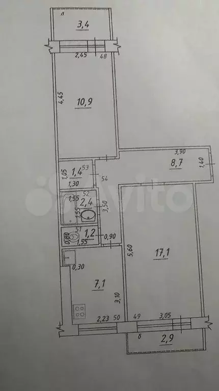 2-к. квартира, 55 м, 5/9 эт. - Фото 0
