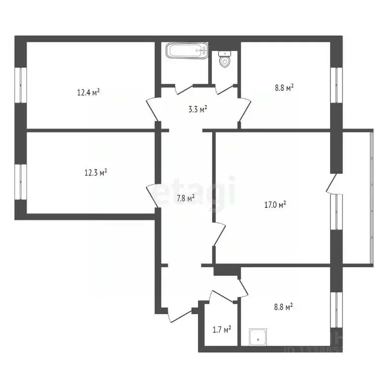 4-к кв. Красноярский край, Красноярск 9 Мая ул., 56 (80.1 м) - Фото 0