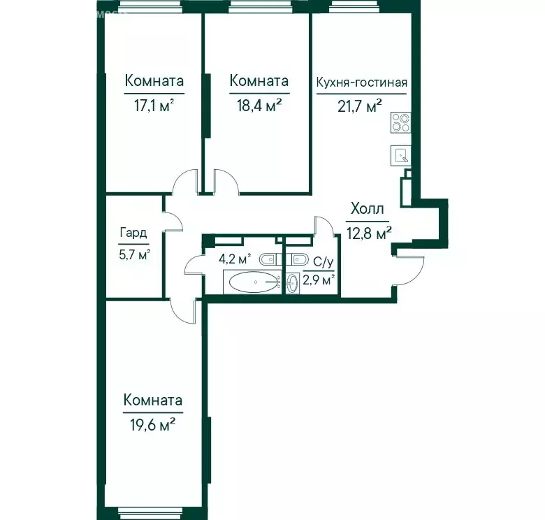 3-комнатная квартира: Самара, Липецкая улица, 1 (102.49 м) - Фото 1