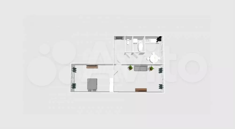 2-к. квартира, 43,6 м, 4/5 эт. - Фото 1