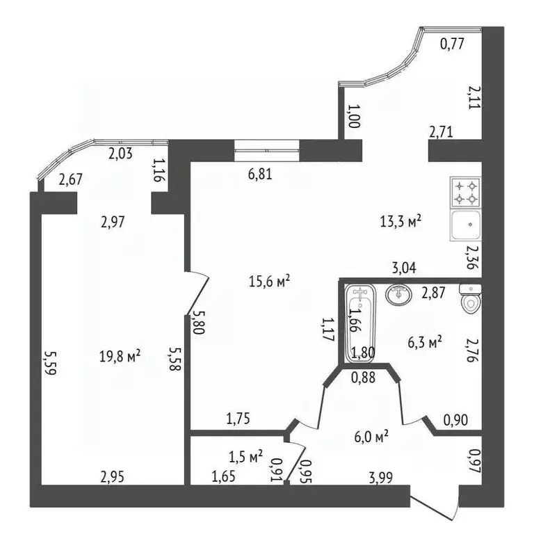 2-к кв. Башкортостан, Уфа ул. Софьи Перовской, 48/2 (62.5 м) - Фото 2
