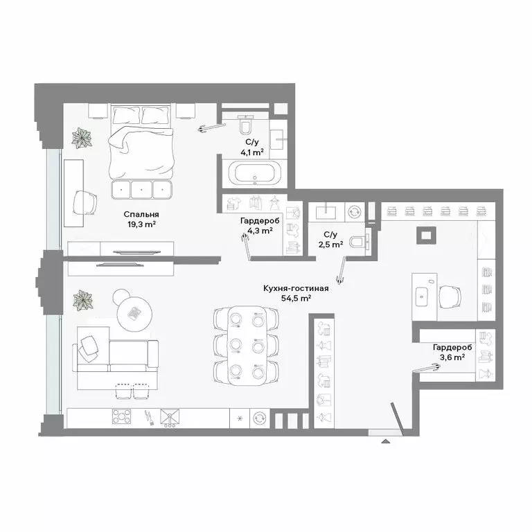 1-комнатная квартира: Москва, Ленинский проспект, 2 (88 м) - Фото 1