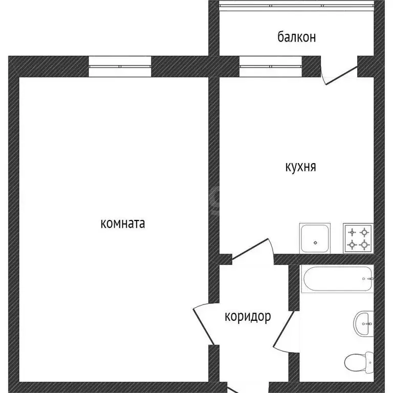 1-комнатная квартира: Аша, Коммунистическая улица, 34 (36.7 м) - Фото 1