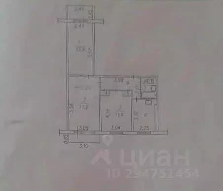 3-к кв. Кемеровская область, Новокузнецк ул. Новоселов, 13 (60.4 м) - Фото 1