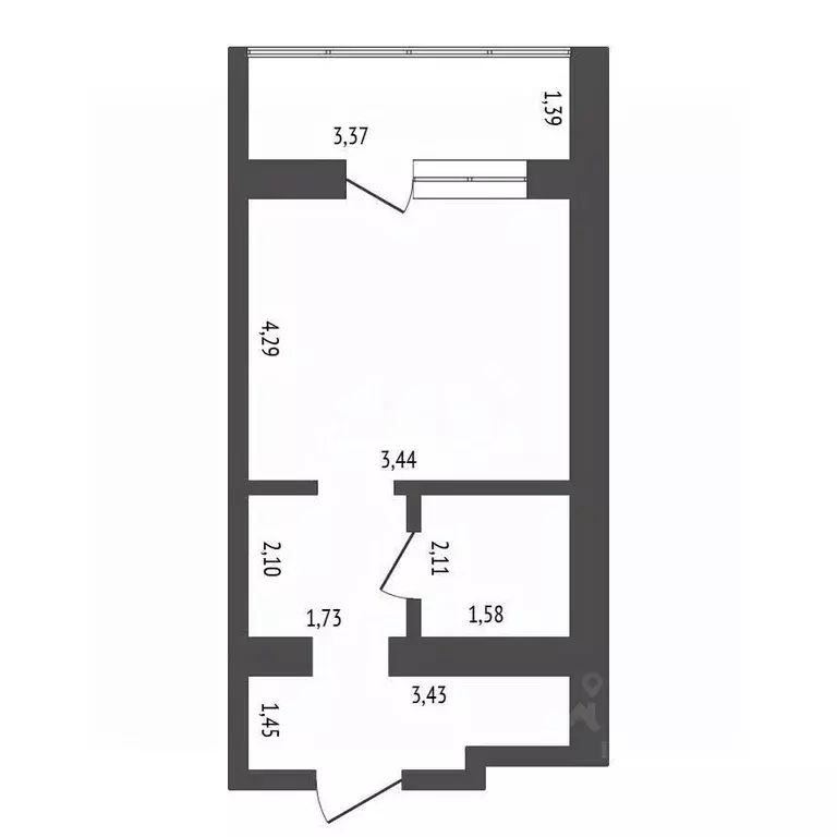 Студия Амурская область, Благовещенск ул. Шимановского, 82 (26.4 м) - Фото 2
