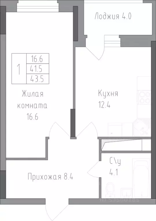 1-к кв. Липецкая область, Липецк ул. Тельмана, 120 (43.5 м) - Фото 0