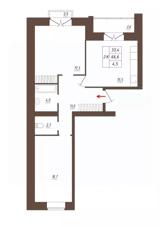2-к кв. Вологодская область, Вологда  (66.6 м) - Фото 1